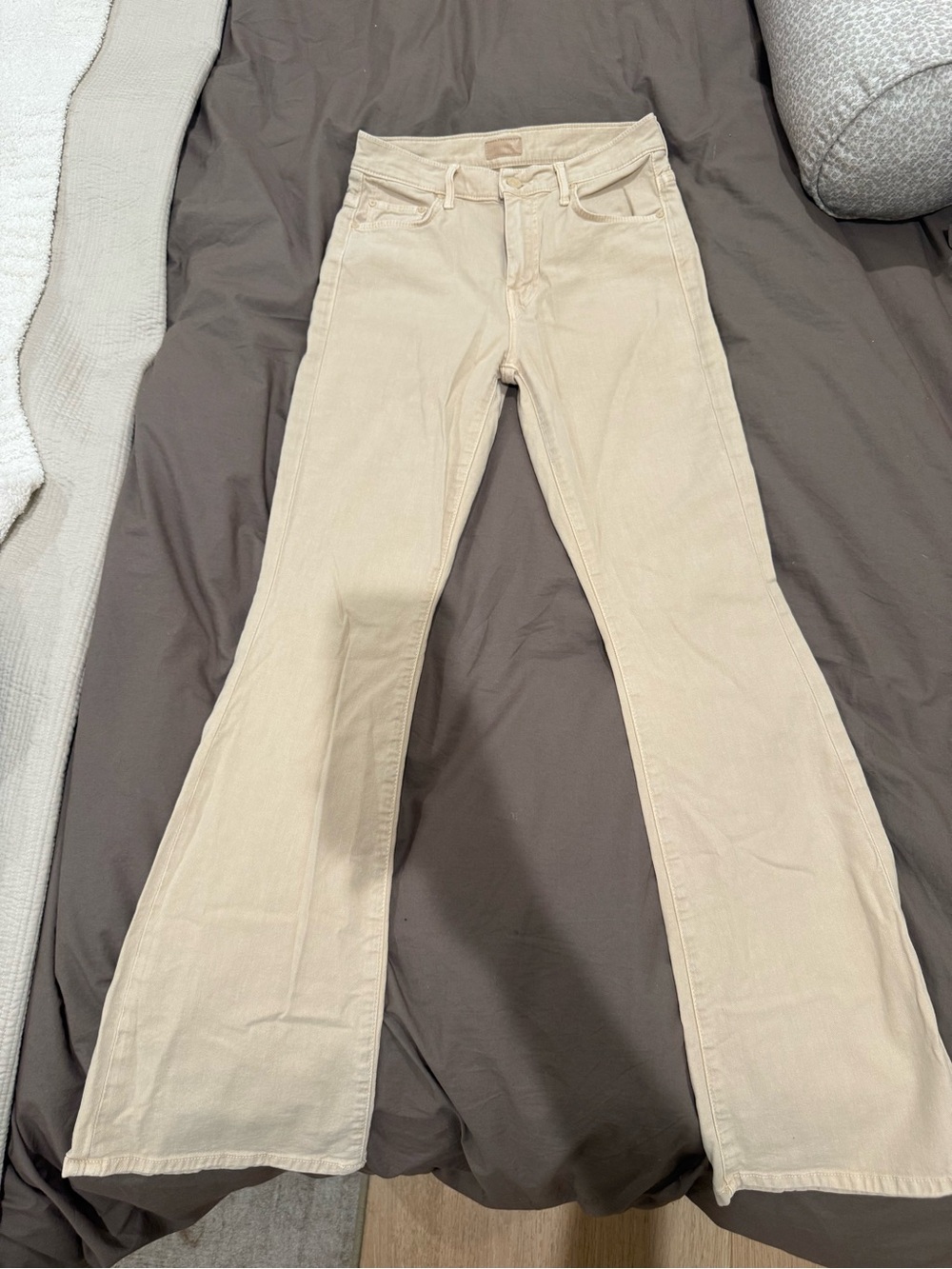 MOTHER Beige Flare Jeans